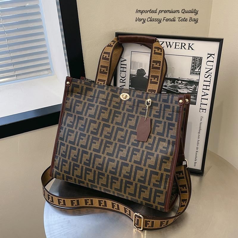Siksyra Imported Premium Fendi Style Tote Bag – Classy PU Leather Handbag for Women