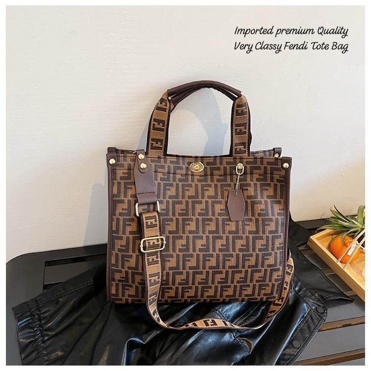 Siksyra Imported Premium Fendi Style Tote Bag – Classy PU Leather Handbag for Women