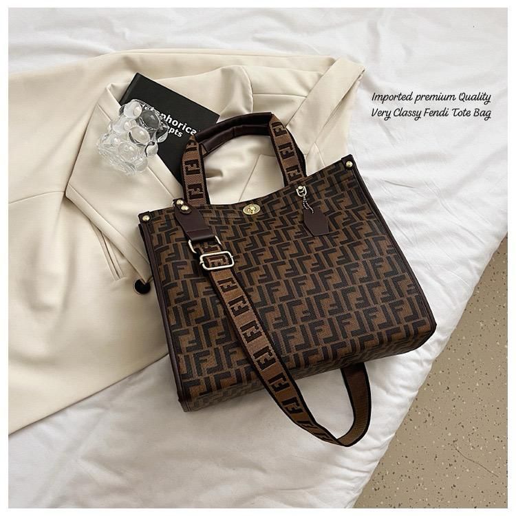 Siksyra Imported Premium Fendi Style Tote Bag – Classy PU Leather Handbag for Women