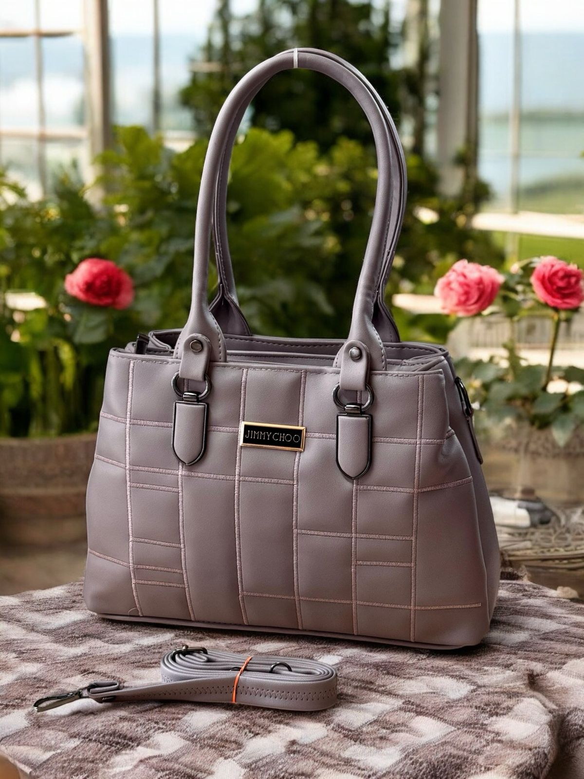 Siksyra Jimmy Choo-Inspired Handbag – Triple Compartment Leather Look Bag for Women