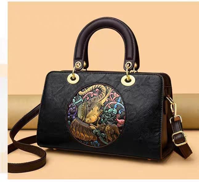 Siksyra Premium Imported Triple Partition Handbag – Elephant Patch Design