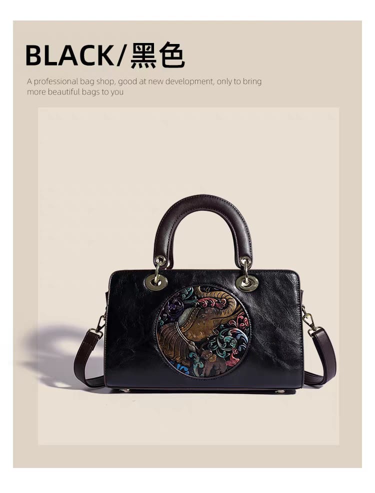 Siksyra Premium Imported Triple Partition Handbag – Elephant Patch Design