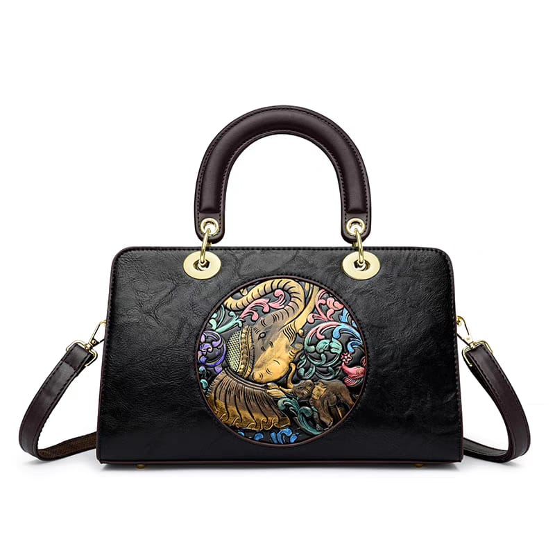 Siksyra Premium Imported Triple Partition Handbag – Elephant Patch Design