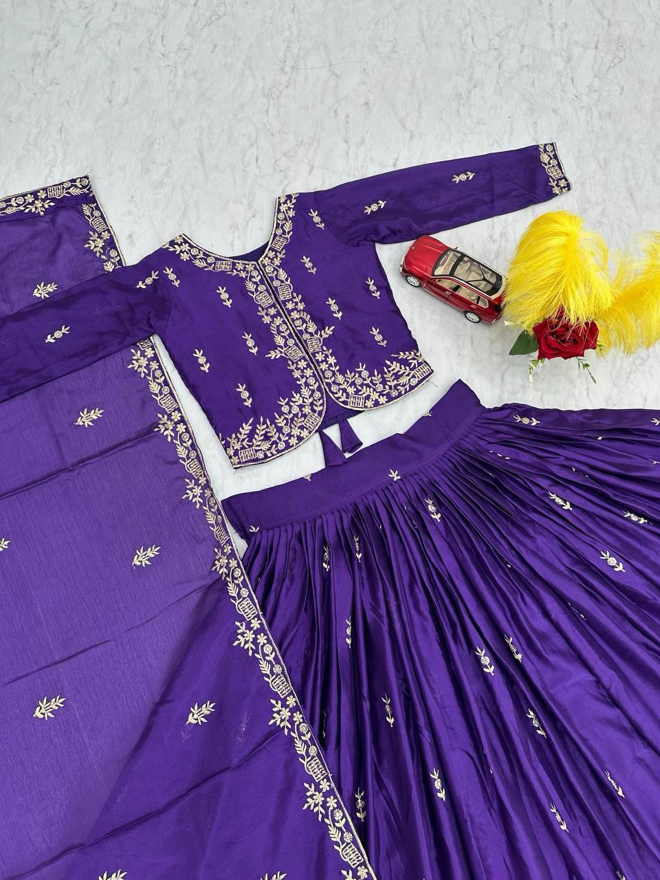 Siksyra PC-471 Embroidered Chinon Crop Top Lehenga Set with Dupatta – Festival Special Designer Outfit