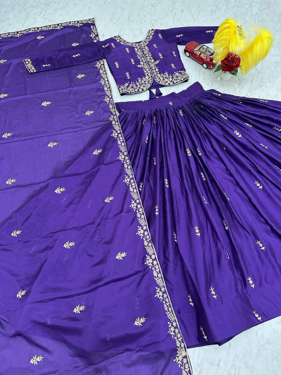 Siksyra PC-471 Embroidered Chinon Crop Top Lehenga Set with Dupatta – Festival Special Designer Outfit