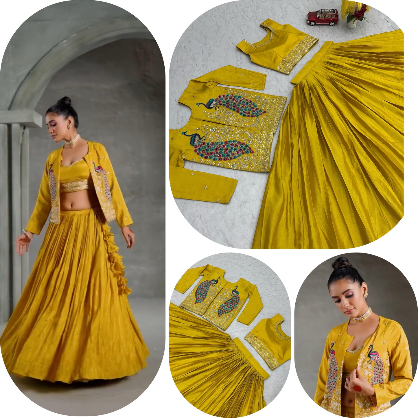 Siksyra PC-495 Designer Chinon Crop Top Lehenga Set with Embroidered Jacket – Heavy Flair Festive Wear