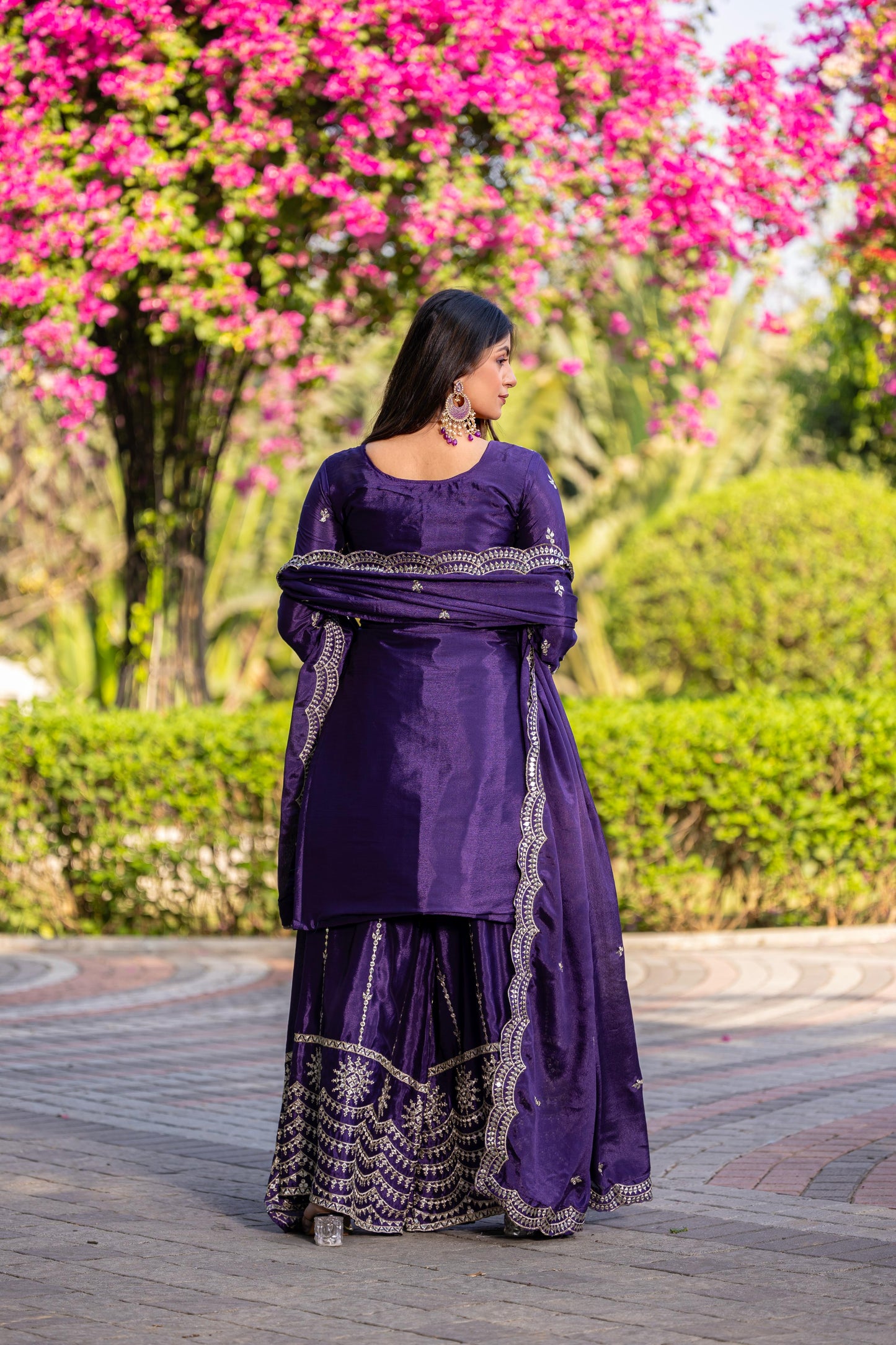 Siksyra RAM-098 Premium Chinon Kurti Palazzo & Dupatta Set – Embroidered Party Wear for Women