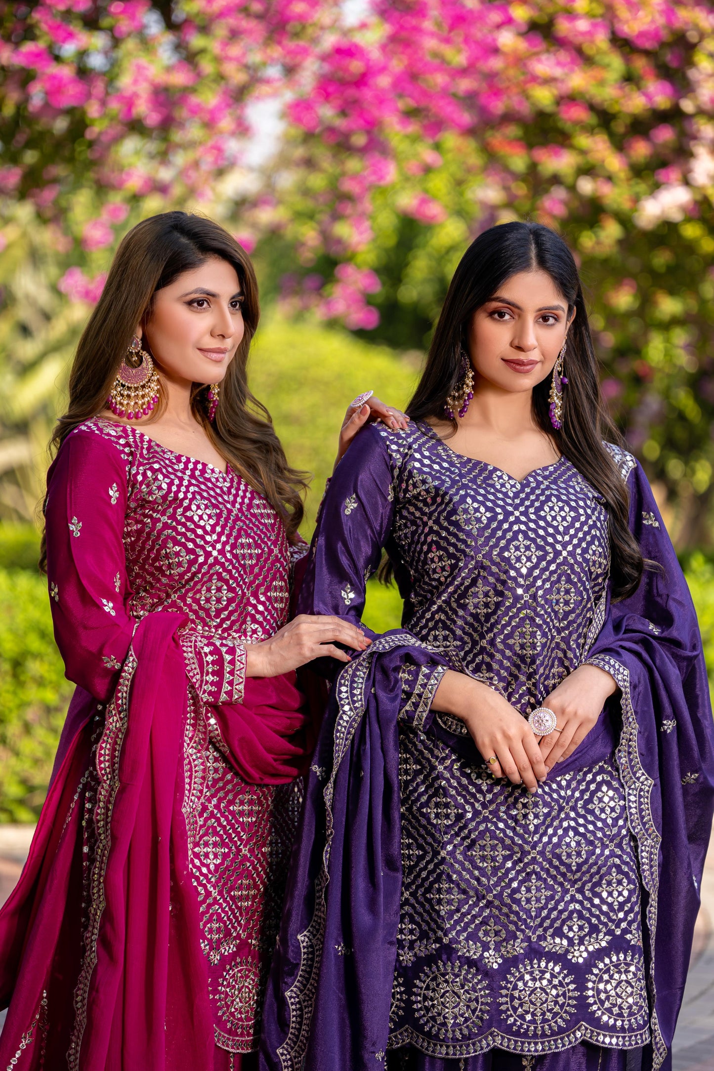 Siksyra RAM-098 Premium Chinon Kurti Palazzo & Dupatta Set – Embroidered Party Wear for Women