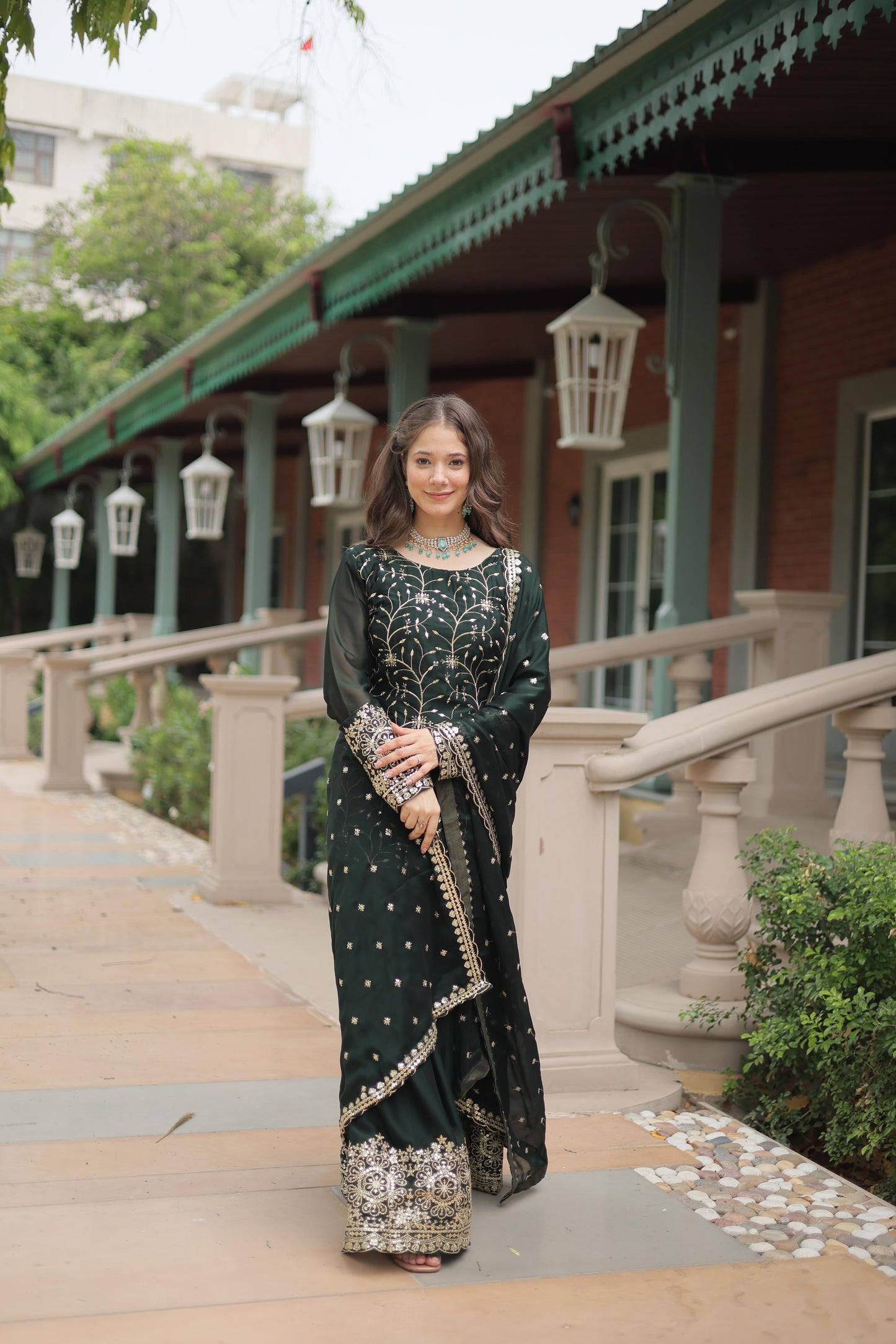 Siksyra KA-1132 Premium Designer Embroidered Kurti-Plazzo-Dupatta Set – Rangoli Silk Readymade Suit for Women
