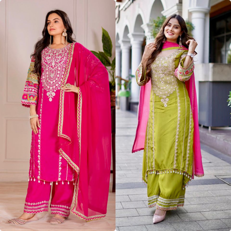 Siksyra KF-1672 Vichitra Silk Designer Salwar Suit Set with Embroidery, Mirror & Sequence Work