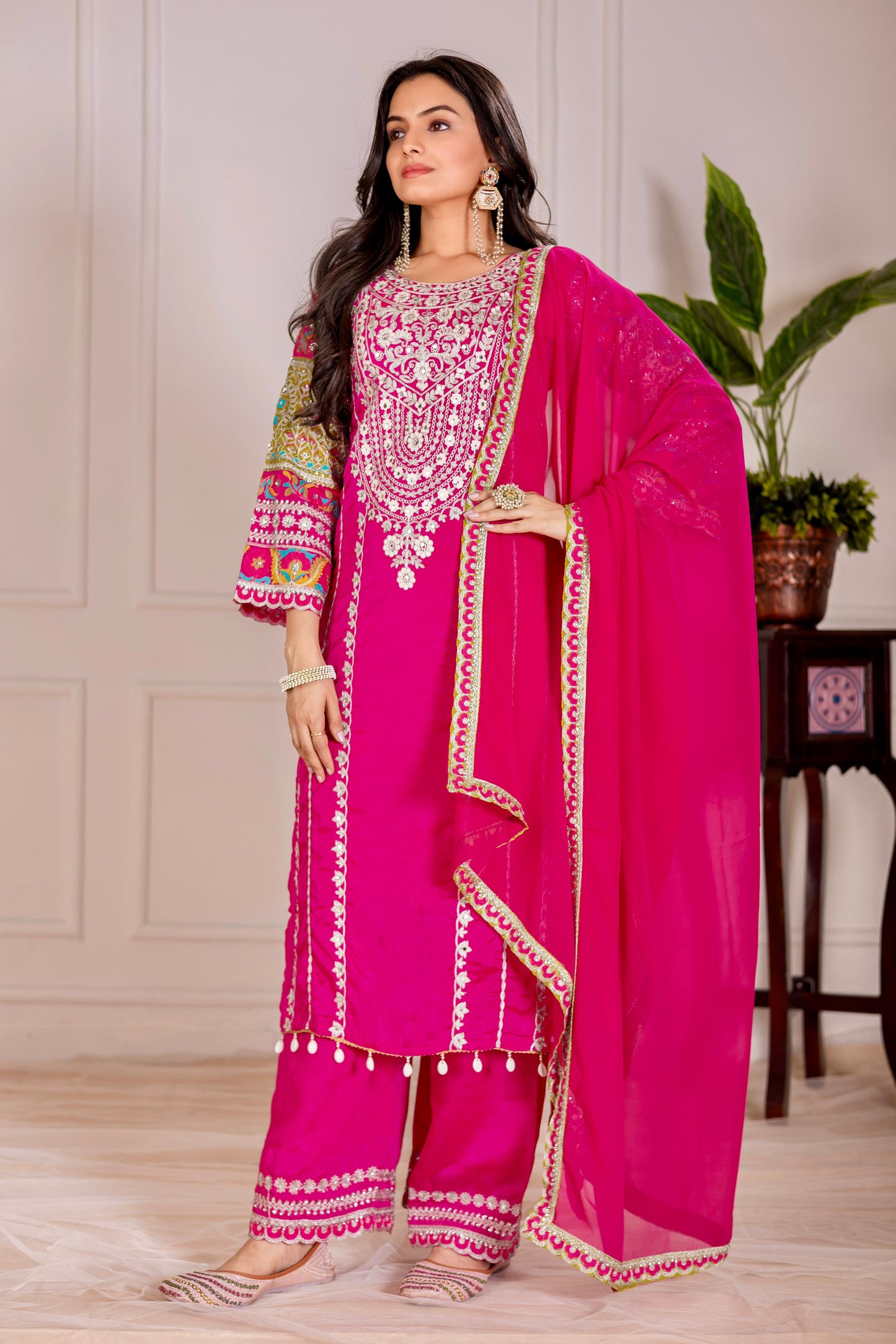 Siksyra KF-1672 Vichitra Silk Designer Salwar Suit Set with Embroidery, Mirror & Sequence Work