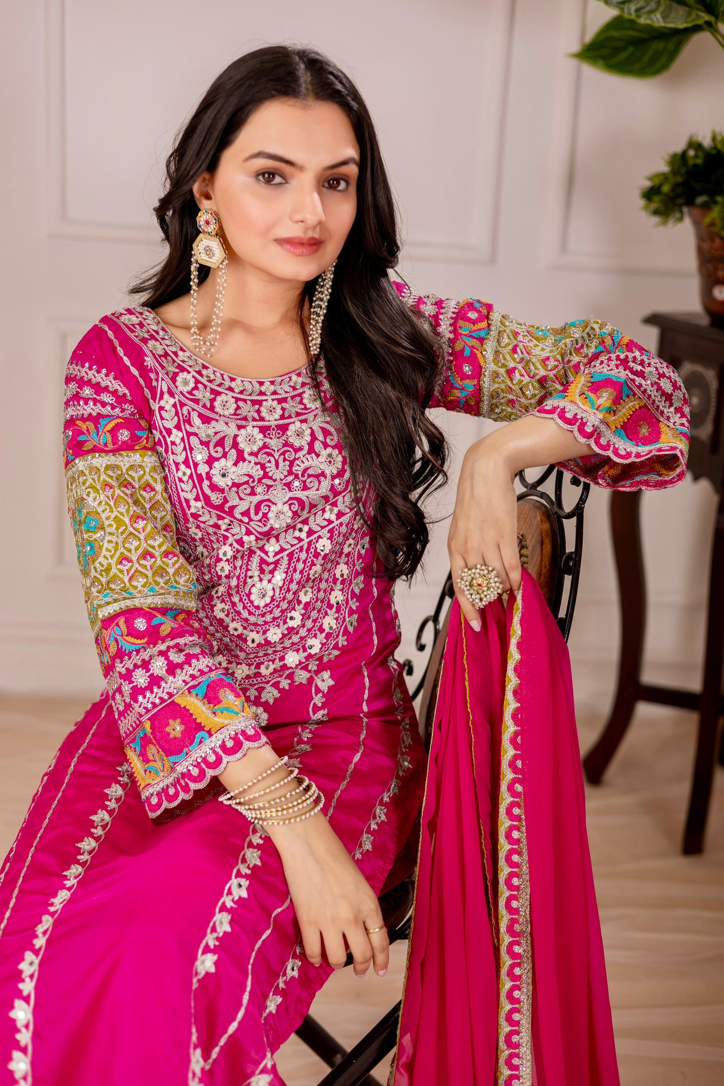 Siksyra KF-1672 Vichitra Silk Designer Salwar Suit Set with Embroidery, Mirror & Sequence Work
