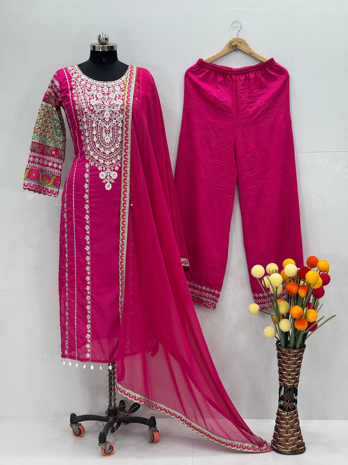 Siksyra KF-1672 Vichitra Silk Designer Salwar Suit Set with Embroidery, Mirror & Sequence Work