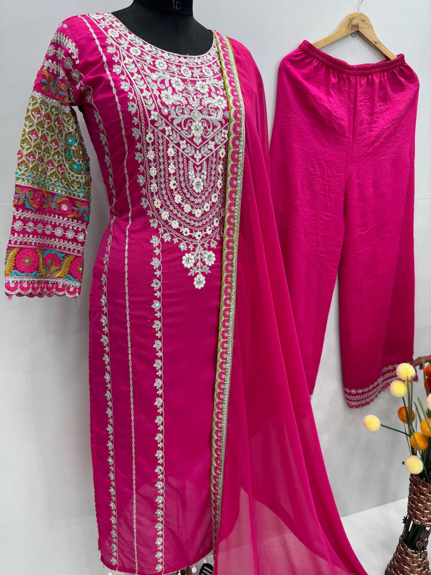 Siksyra KF-1672 Vichitra Silk Designer Salwar Suit Set with Embroidery, Mirror & Sequence Work