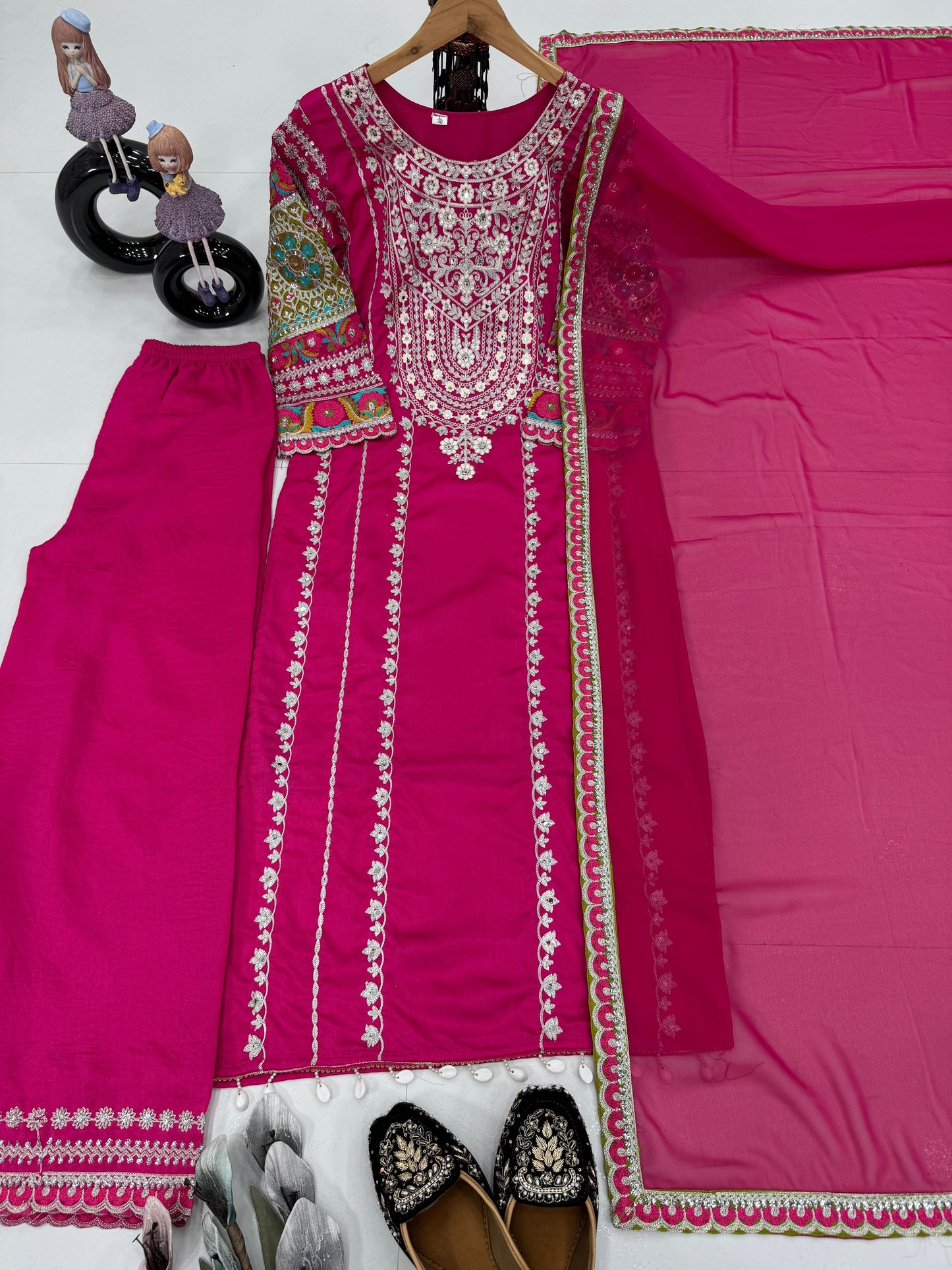 Siksyra KF-1672 Vichitra Silk Designer Salwar Suit Set with Embroidery, Mirror & Sequence Work