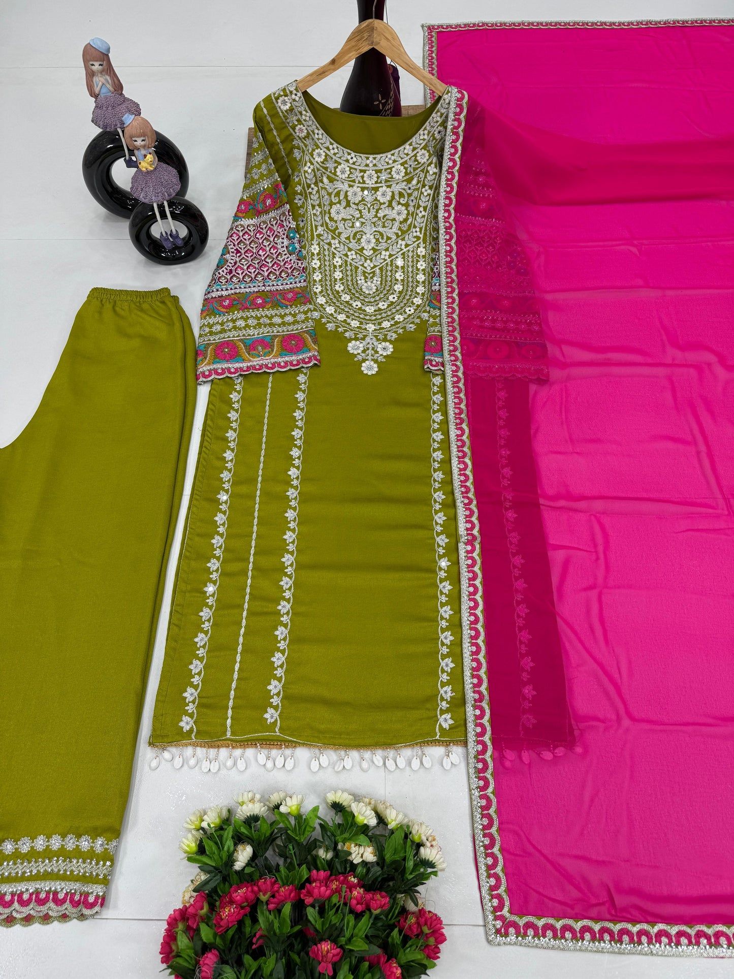 Siksyra KF-1672 Vichitra Silk Designer Salwar Suit Set with Embroidery, Mirror & Sequence Work