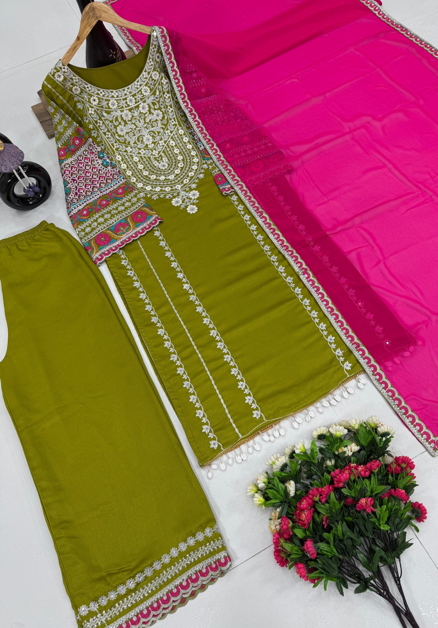 Siksyra KF-1672 Vichitra Silk Designer Salwar Suit Set with Embroidery, Mirror & Sequence Work