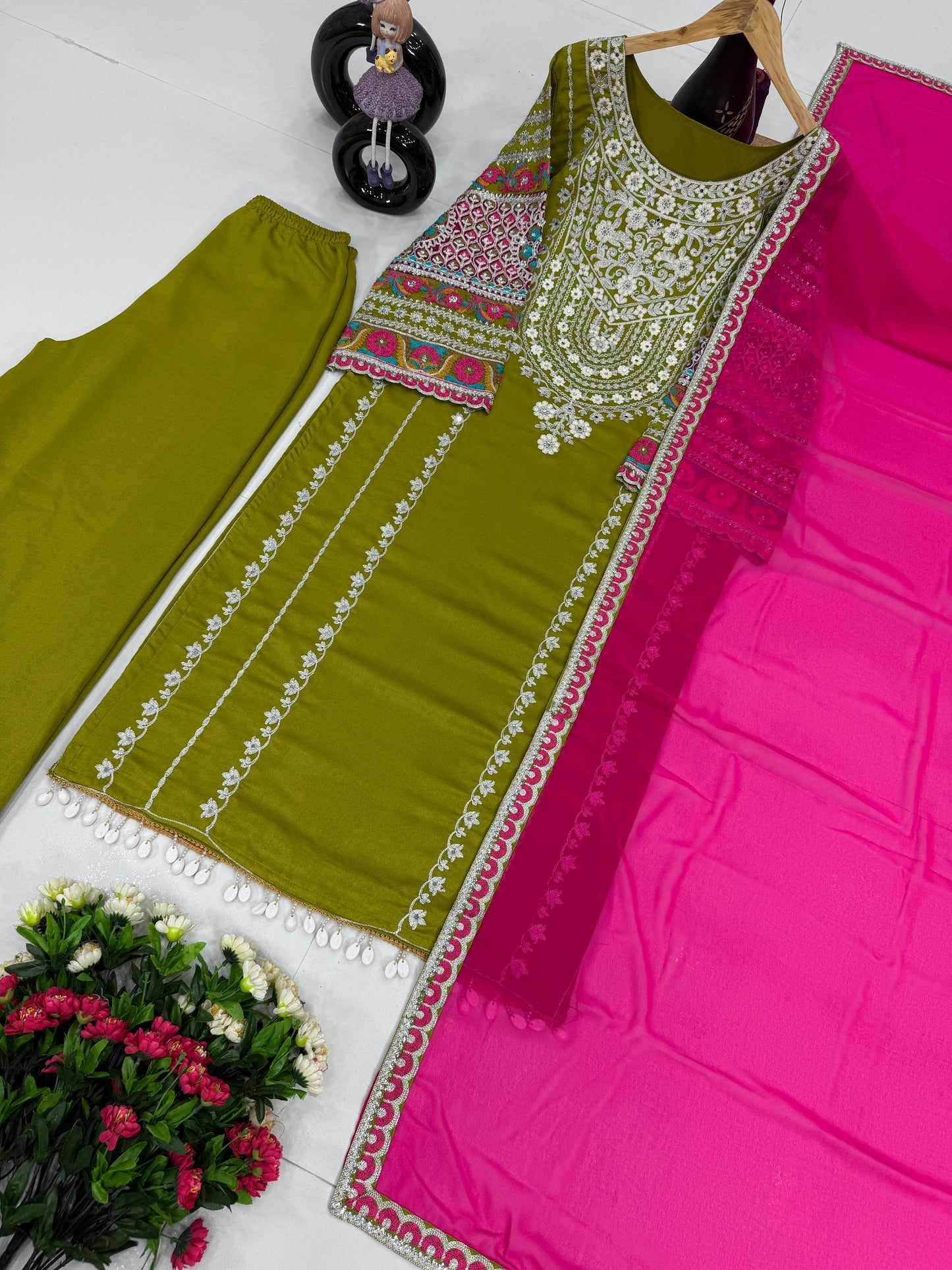 Siksyra KF-1672 Vichitra Silk Designer Salwar Suit Set with Embroidery, Mirror & Sequence Work