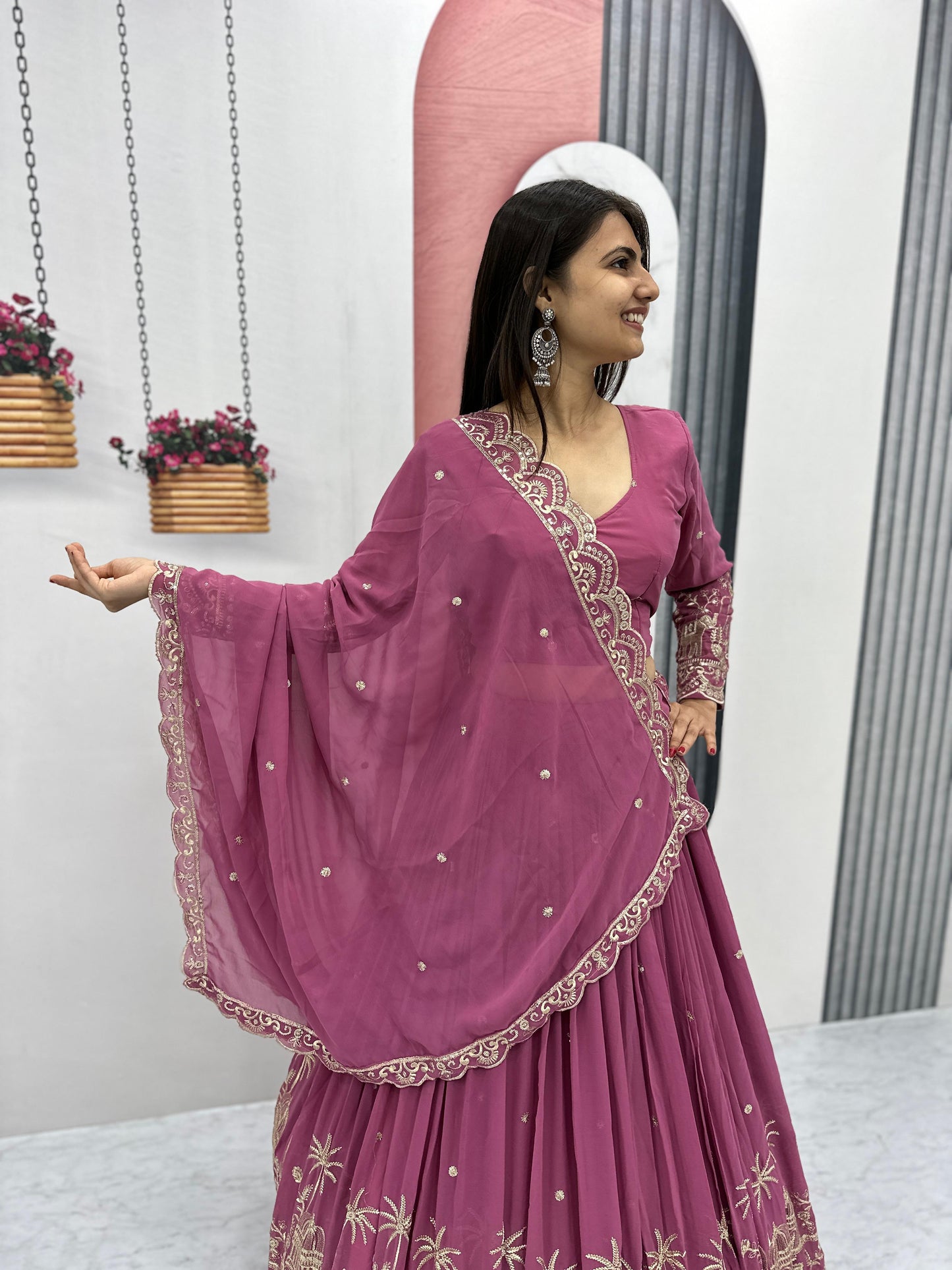 Siksyra TAPI-197 Designer Embroidered Fox Georgette Lehenga Choli Set – Festival Readywear for Women