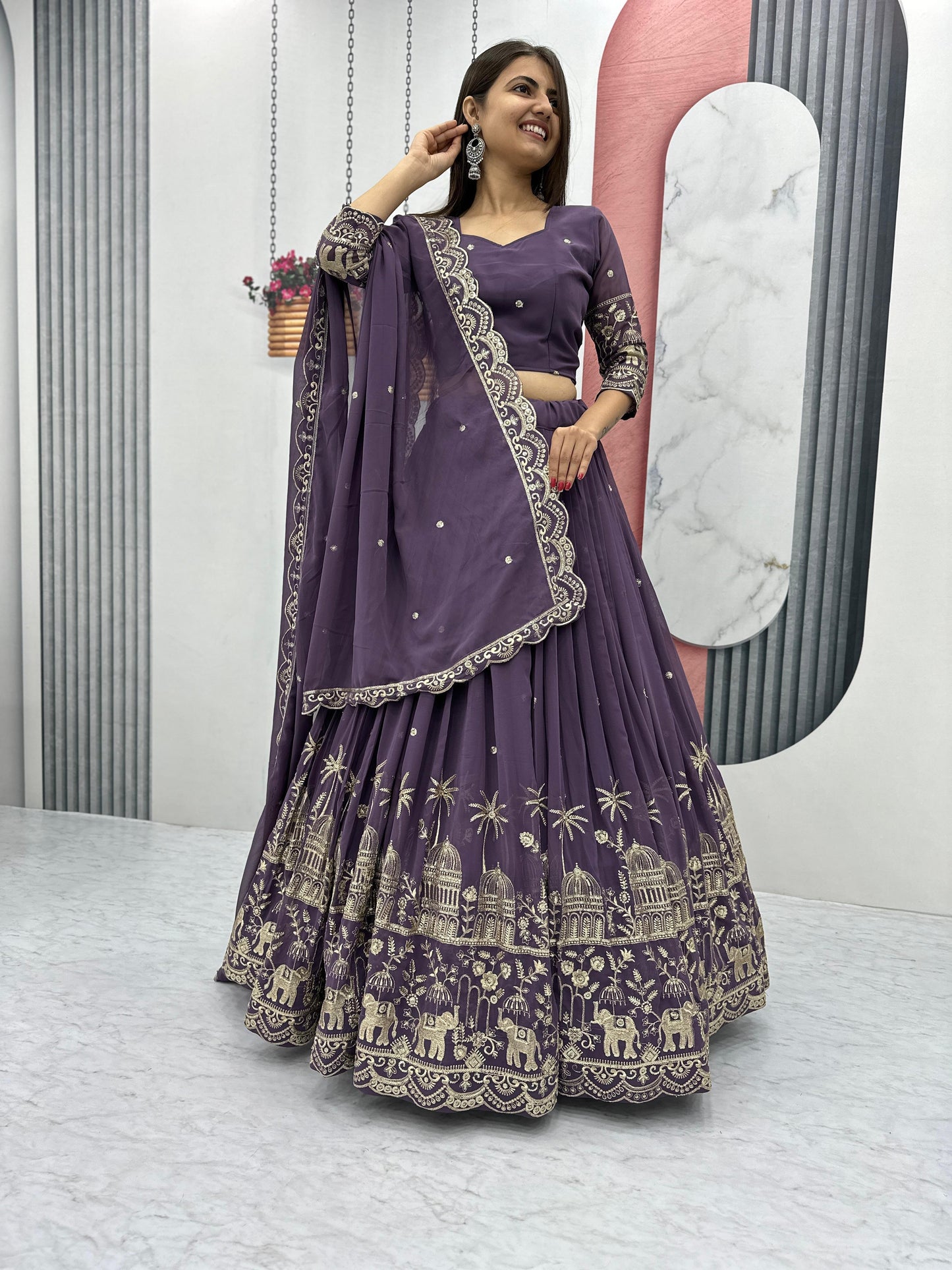 Siksyra TAPI-197 Designer Embroidered Fox Georgette Lehenga Choli Set – Festival Readywear for Women