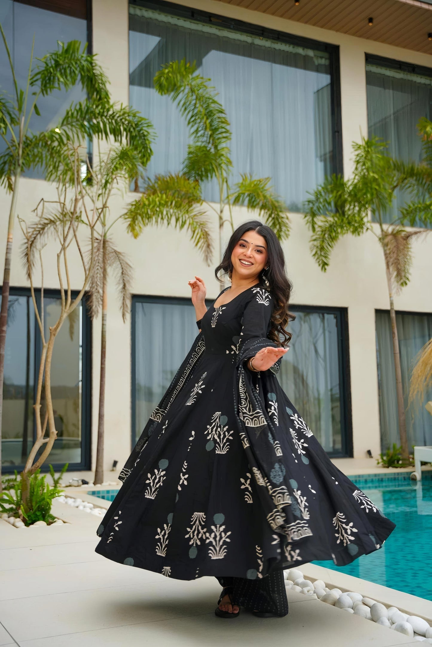 Siksyra TD-6060 Premium Readymade Digital Print Anarkali Suit Set β Maslin Fabric