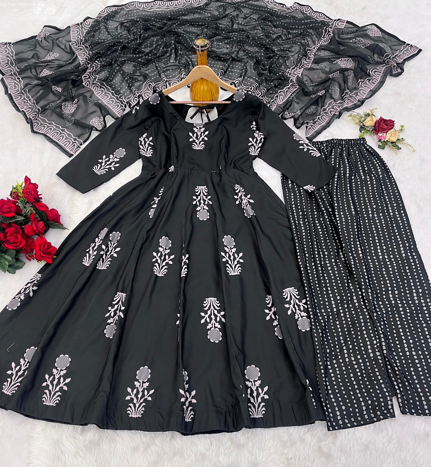 Siksyra TD-6060 Premium Readymade Digital Print Anarkali Suit Set β Maslin Fabric