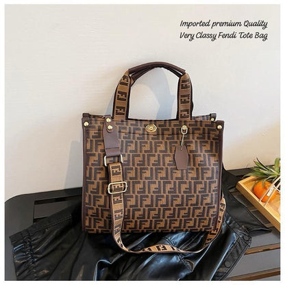 Siksyra Imported Premium Fendi Style Tote Bag – Classy PU Leather Handbag for Women