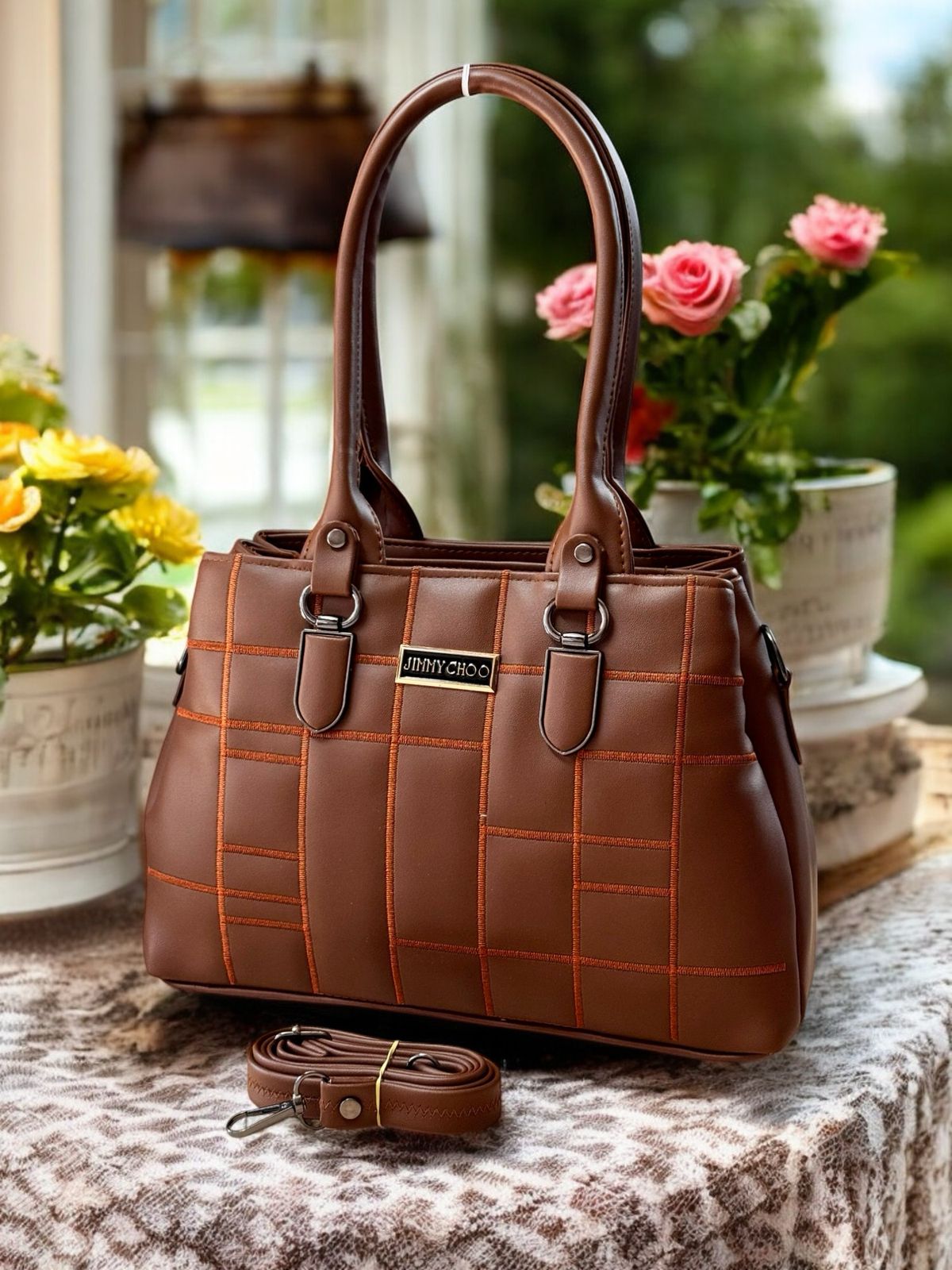 Siksyra Jimmy Choo-Inspired Handbag – Triple Compartment Leather Look Bag for Women