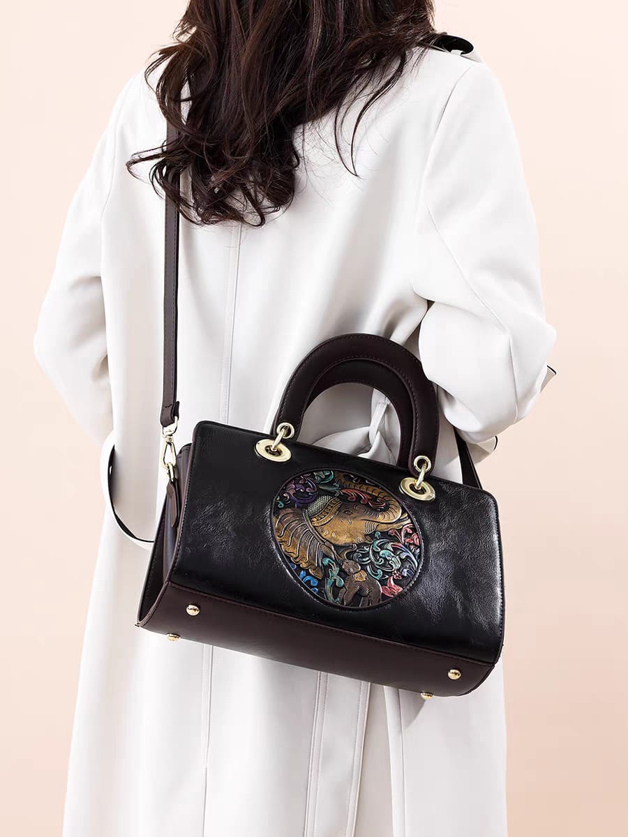 Siksyra Premium Imported Triple Partition Handbag – Elephant Patch Design