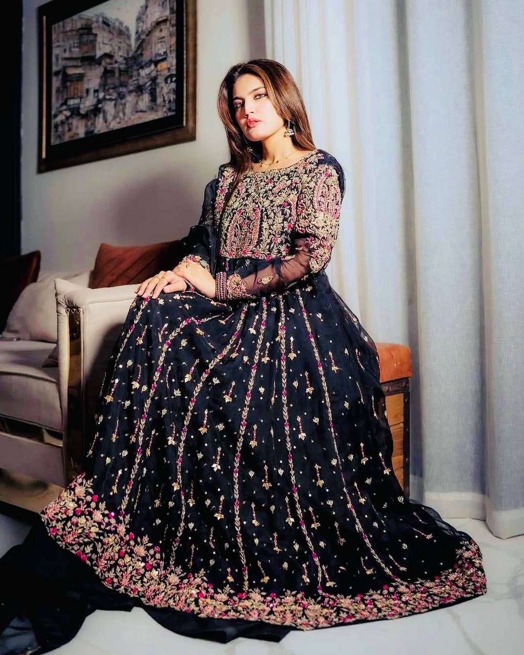 Siksyra Designer Party Wear Embroidered Palazzo Suit Set – Fully Stitched (ZC-9013)
