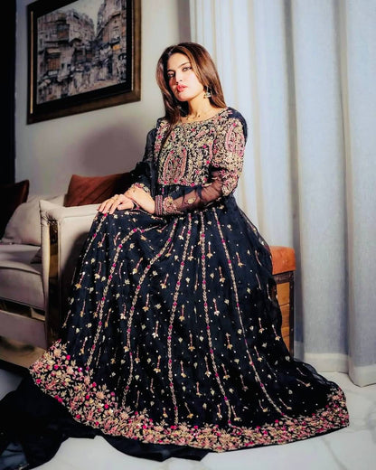 Siksyra Designer Party Wear Embroidered Palazzo Suit Set – Fully Stitched (ZC-9013)