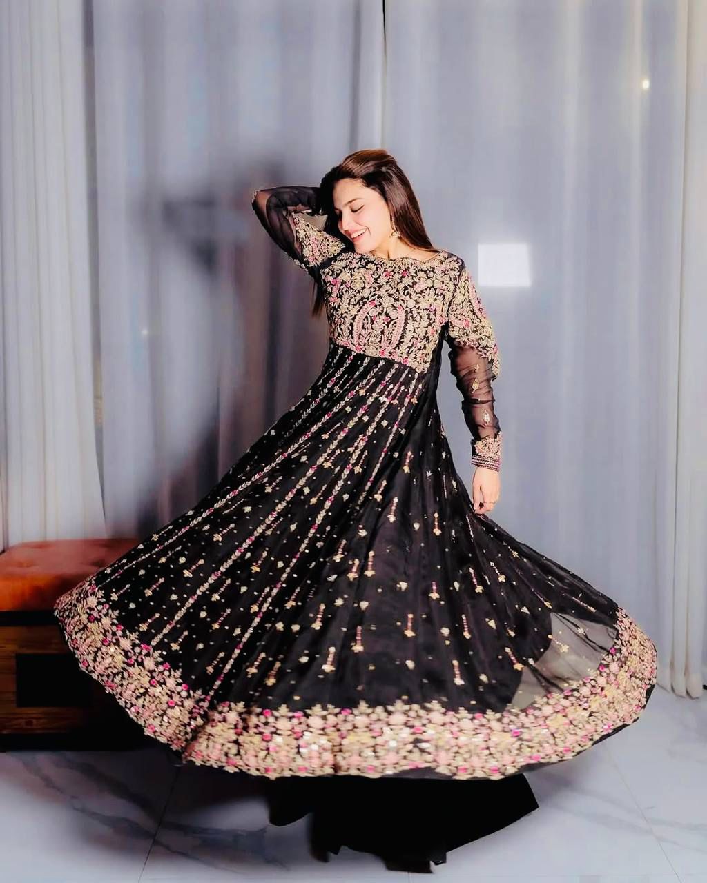 Siksyra Designer Party Wear Embroidered Palazzo Suit Set – Fully Stitched (ZC-9013)