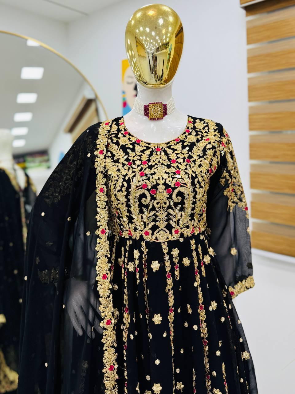 Siksyra Designer Party Wear Embroidered Palazzo Suit Set – Fully Stitched (ZC-9013)