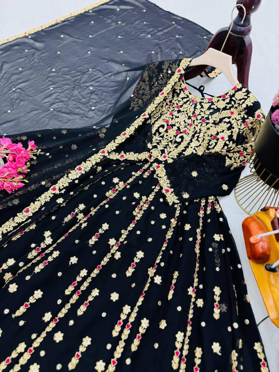 Siksyra Designer Party Wear Embroidered Palazzo Suit Set – Fully Stitched (ZC-9013)
