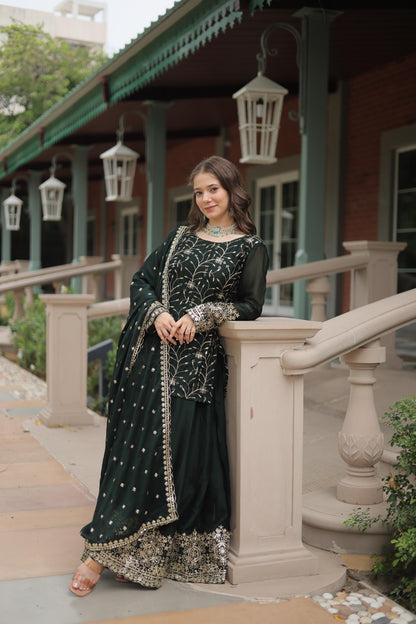 Siksyra KA-1132 Premium Designer Embroidered Kurti-Plazzo-Dupatta Set – Rangoli Silk Readymade Suit for Women