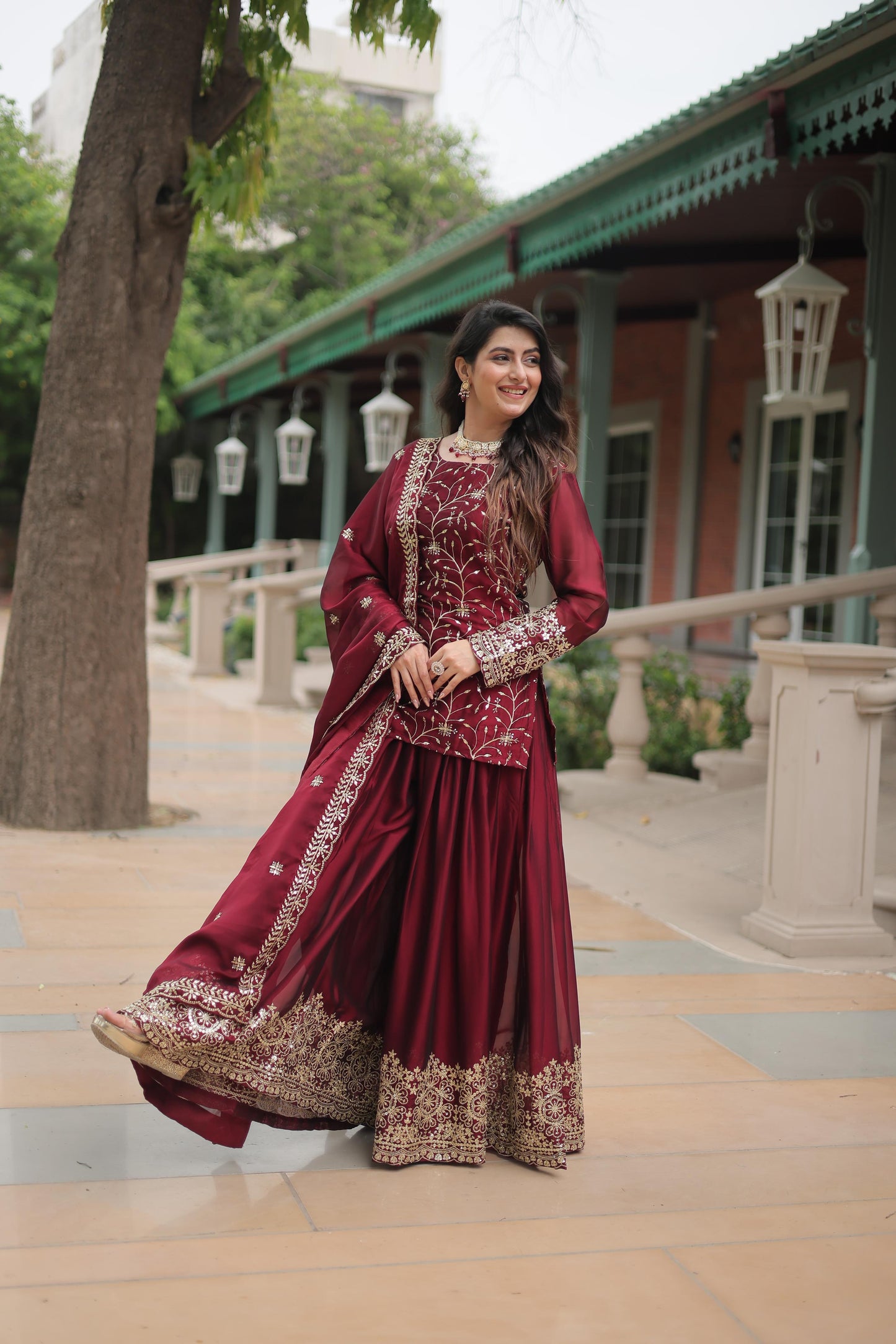 Siksyra KA-1132 Premium Designer Embroidered Kurti-Plazzo-Dupatta Set – Rangoli Silk Readymade Suit for Women