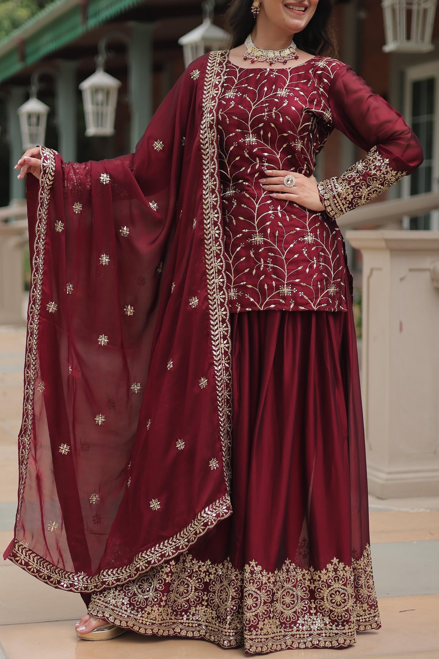 Siksyra KA-1132 Premium Designer Embroidered Kurti-Plazzo-Dupatta Set – Rangoli Silk Readymade Suit for Women