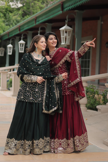 Siksyra KA-1132 Premium Designer Embroidered Kurti-Plazzo-Dupatta Set – Rangoli Silk Readymade Suit for Women