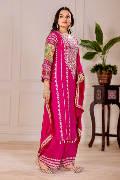 Siksyra KF-1672 Vichitra Silk Designer Salwar Suit Set with Embroidery, Mirror & Sequence Work