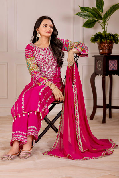 Siksyra KF-1672 Vichitra Silk Designer Salwar Suit Set with Embroidery, Mirror & Sequence Work