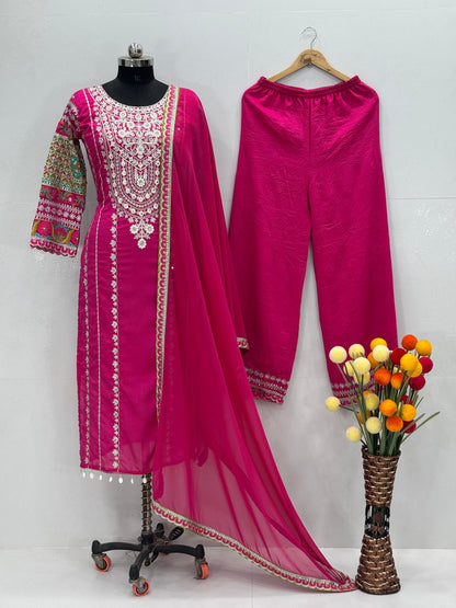 Siksyra KF-1672 Vichitra Silk Designer Salwar Suit Set with Embroidery, Mirror & Sequence Work