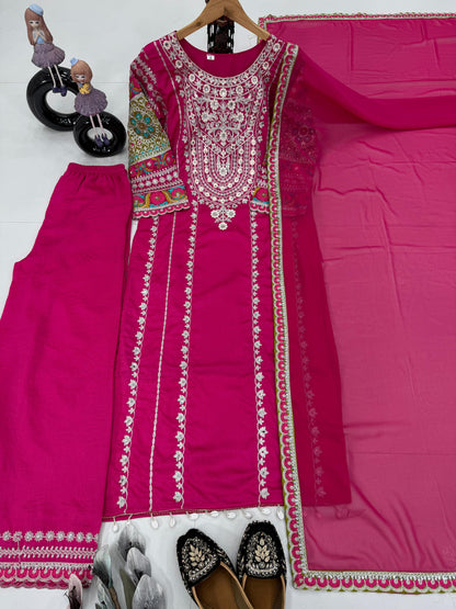 Siksyra KF-1672 Vichitra Silk Designer Salwar Suit Set with Embroidery, Mirror & Sequence Work