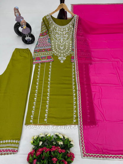 Siksyra KF-1672 Vichitra Silk Designer Salwar Suit Set with Embroidery, Mirror & Sequence Work