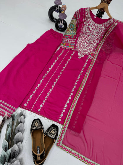 Siksyra KF-1672 Vichitra Silk Designer Salwar Suit Set with Embroidery, Mirror & Sequence Work