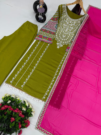 Siksyra KF-1672 Vichitra Silk Designer Salwar Suit Set with Embroidery, Mirror & Sequence Work