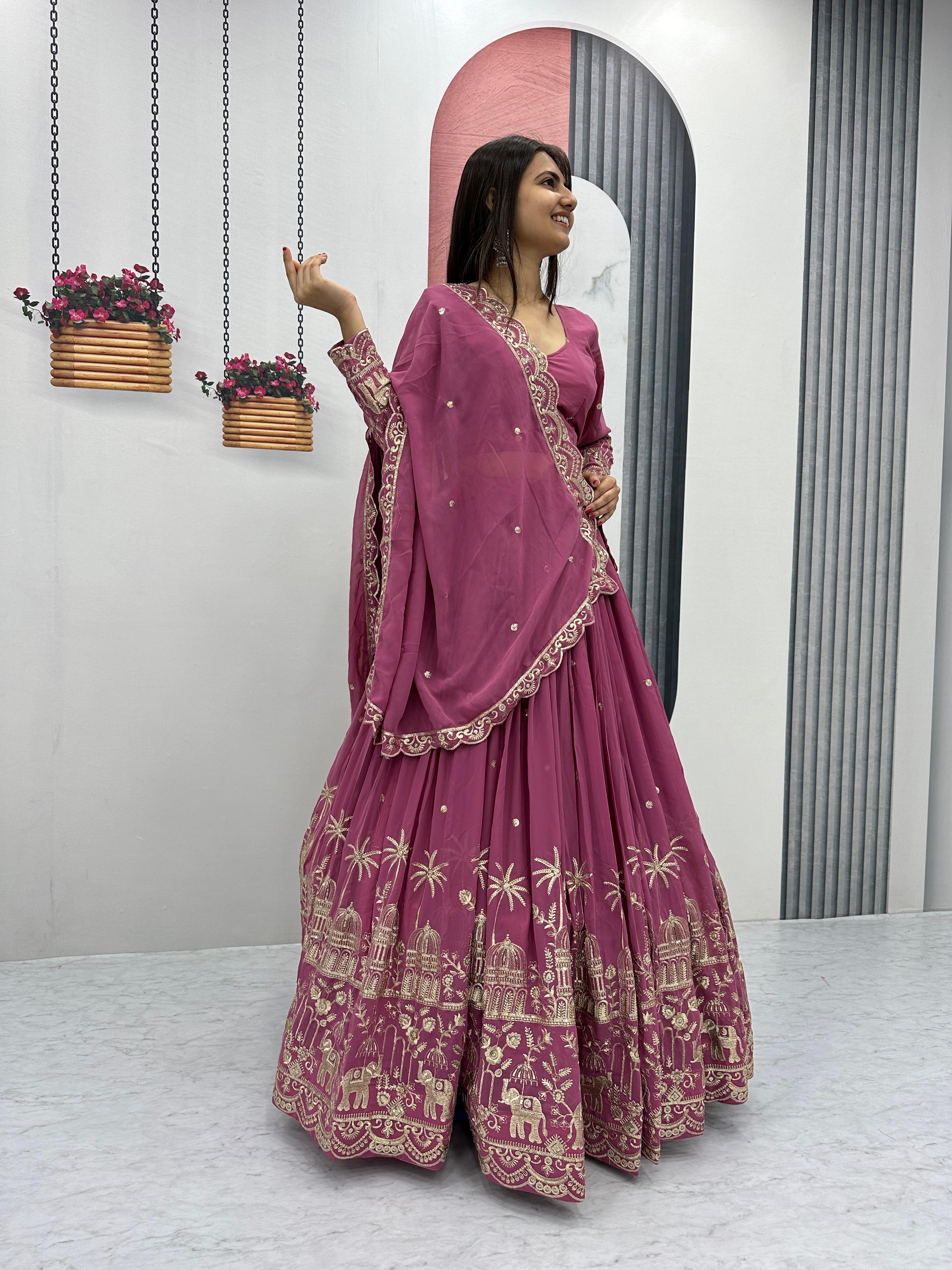 Siksyra TAPI-197 Designer Embroidered Fox Georgette Lehenga Choli Set – Festival Readywear for Women
