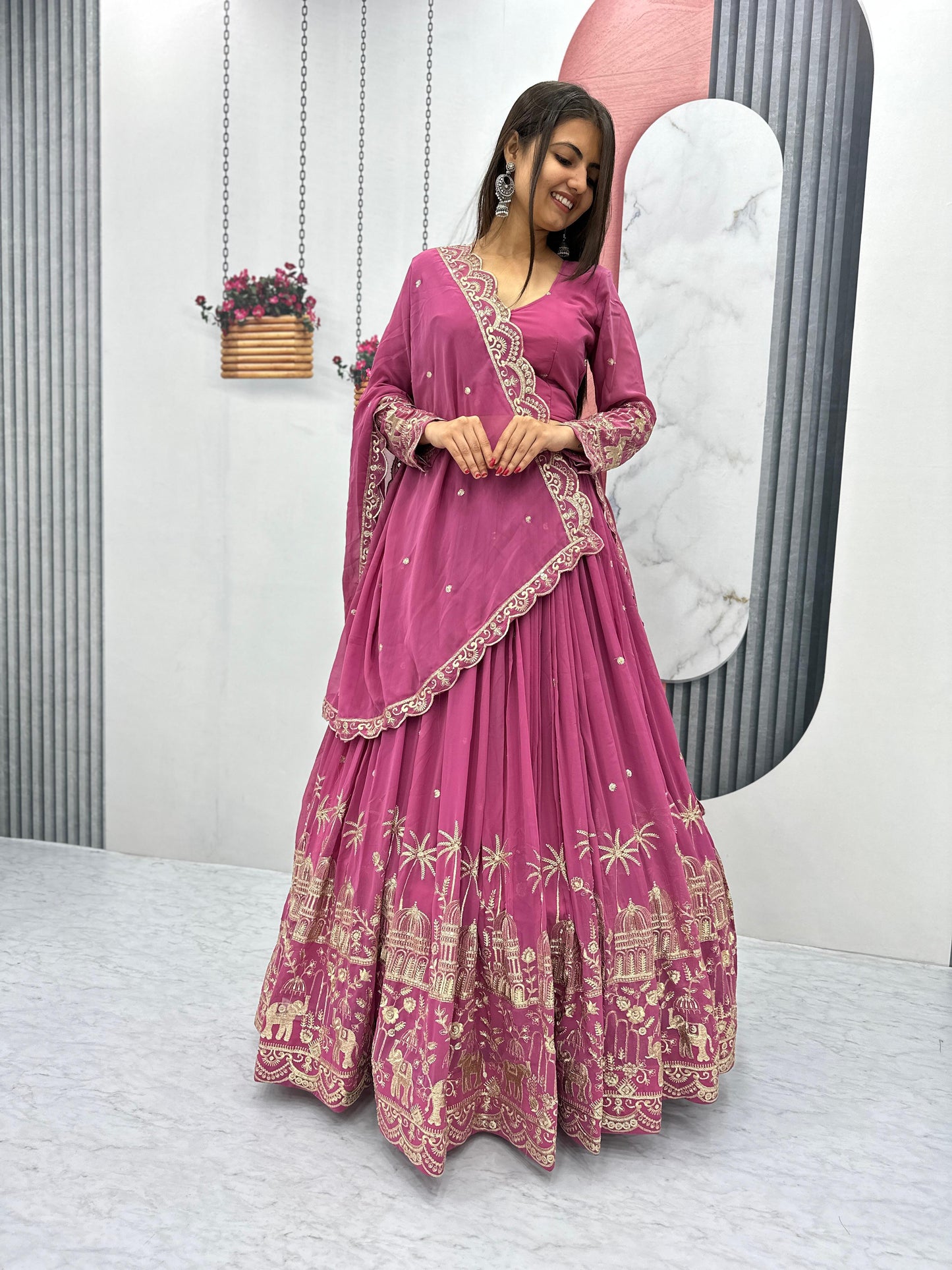 Siksyra TAPI-197 Designer Embroidered Fox Georgette Lehenga Choli Set – Festival Readywear for Women