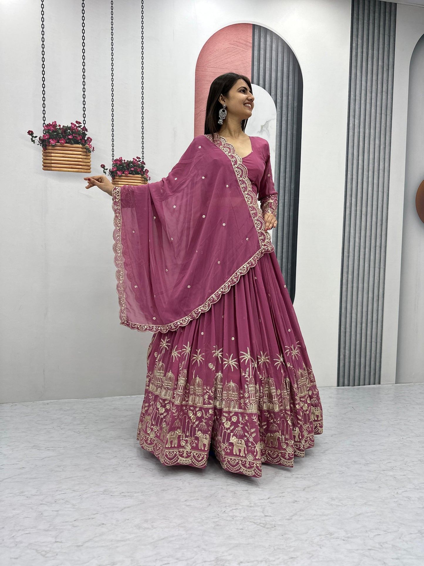 Siksyra TAPI-197 Designer Embroidered Fox Georgette Lehenga Choli Set – Festival Readywear for Women