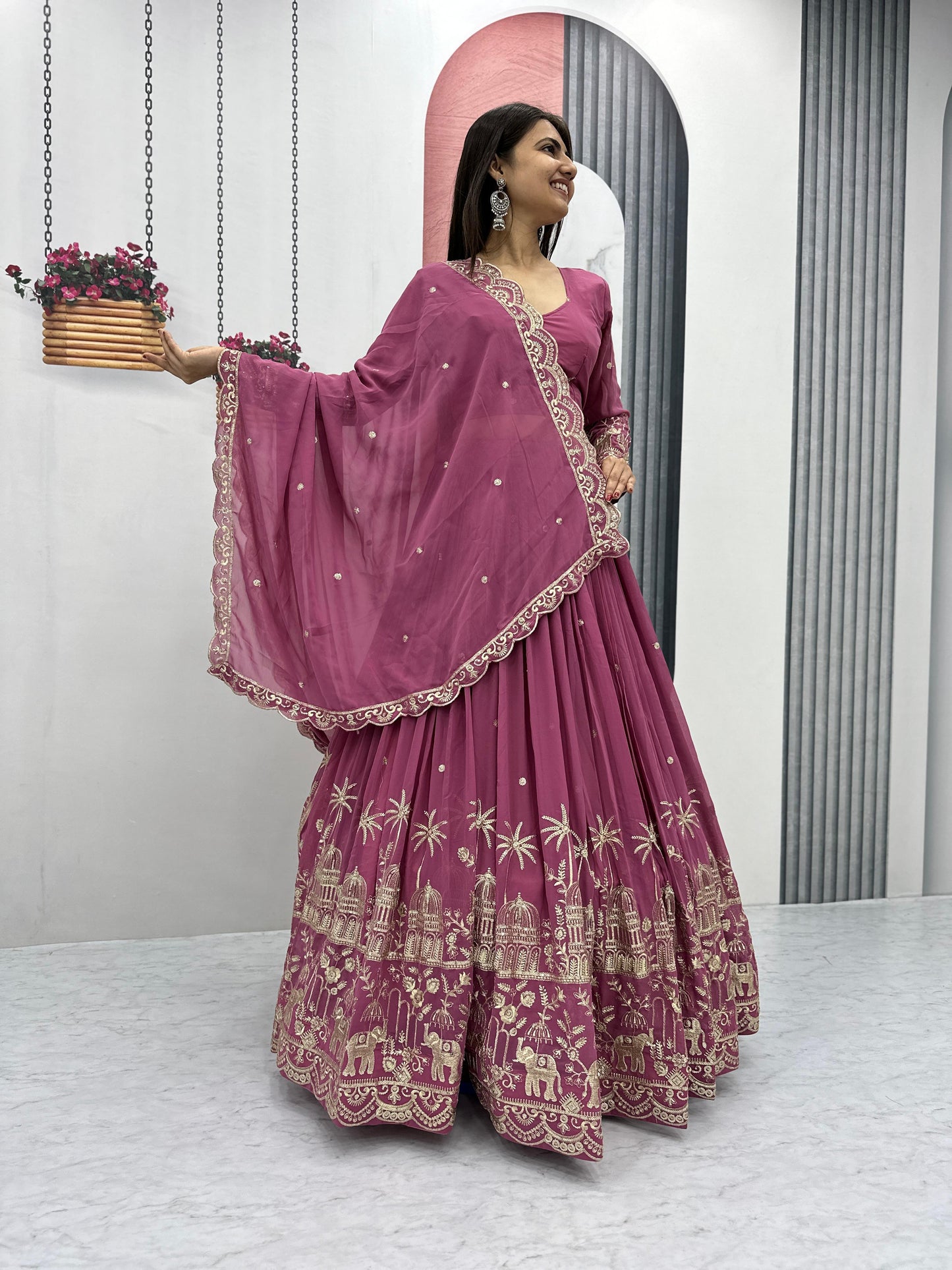 Siksyra TAPI-197 Designer Embroidered Fox Georgette Lehenga Choli Set – Festival Readywear for Women