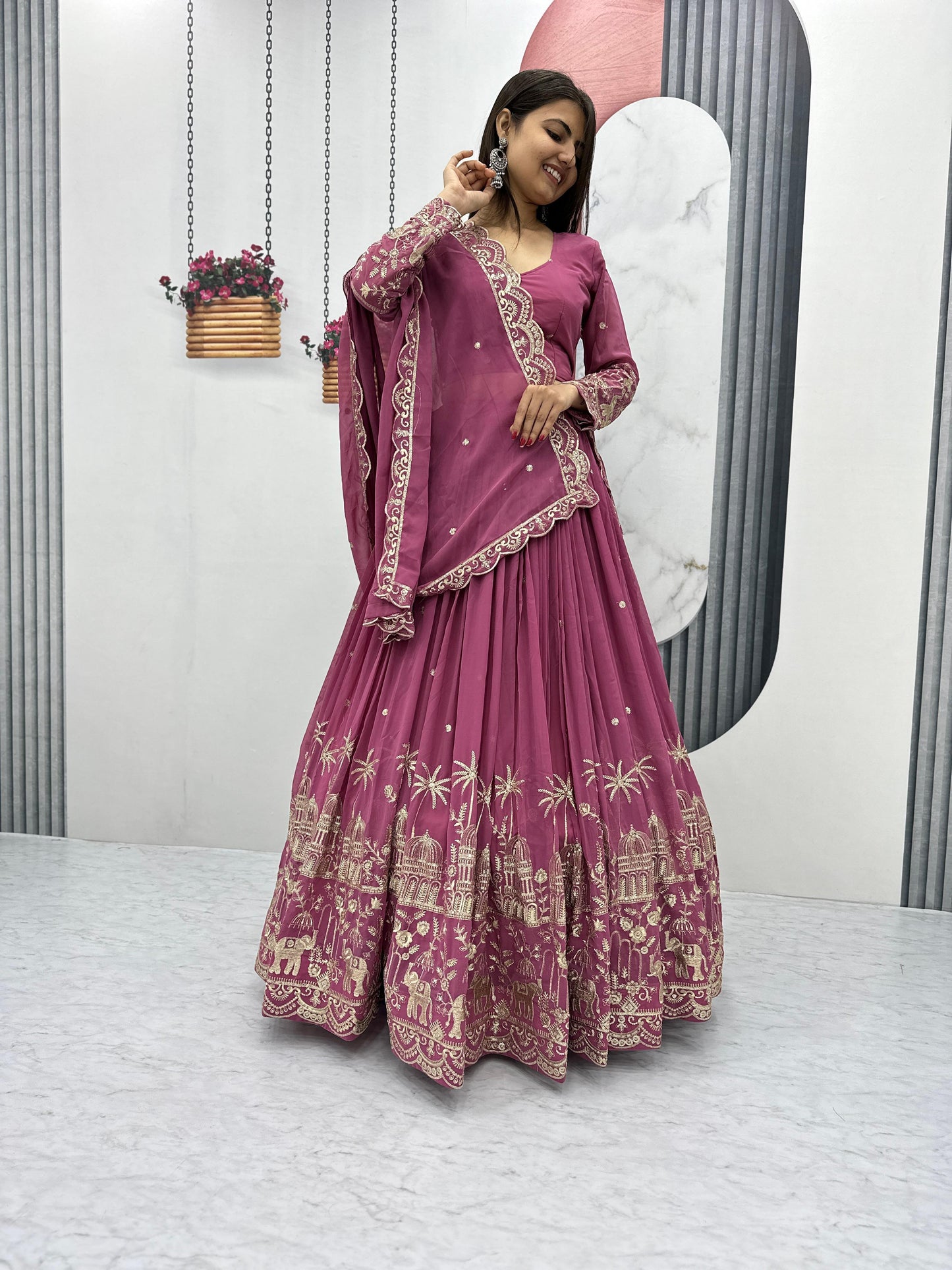 Siksyra TAPI-197 Designer Embroidered Fox Georgette Lehenga Choli Set – Festival Readywear for Women